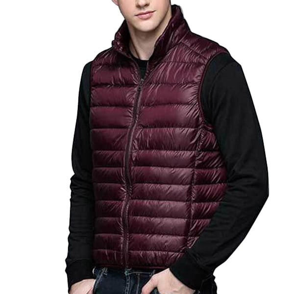 Lightweight Men's Down Vest for Autumn/Winter - Casual and Stylish 2XL Wine Red