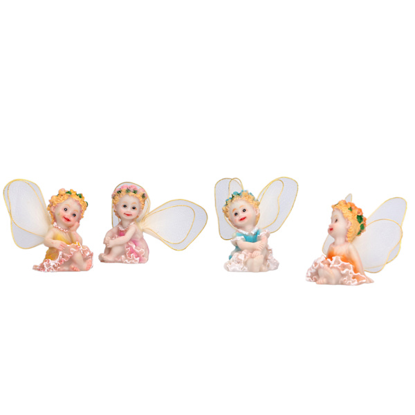 4 stk Blomsterfe Figuriner Hage Hjem Ornament Fe Figurer Harpiks Håndverk Bonsai Dekorasjon