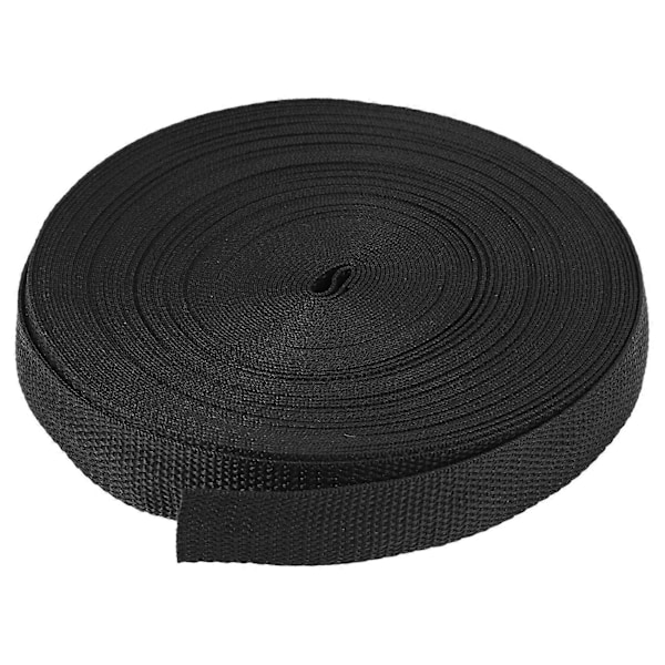 25 mm x 20 m rulle nylonbånd til webbingtaske, stropper, bælte - sort