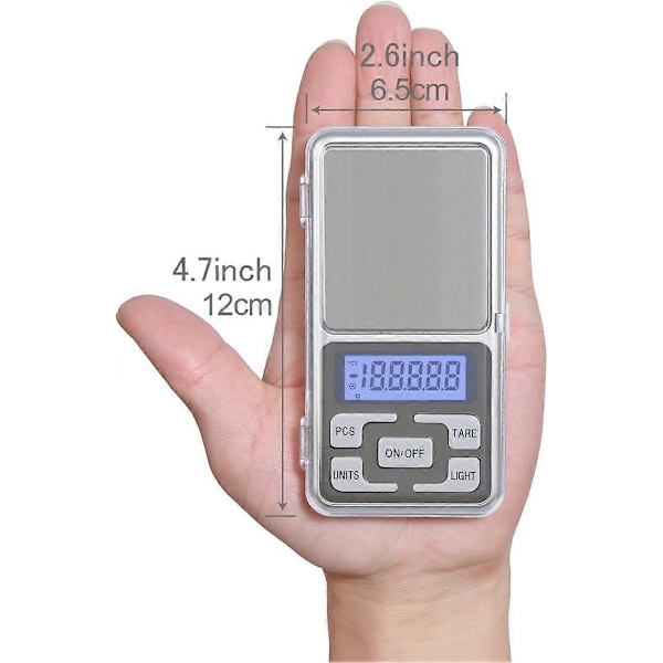 2025 Egnet Digital Lommevekt 200 x 0.01g, med Bakgrunnsbelyst LCD-skjerm, Mini Digital Vekt 200g for Smykker, Mynter, Omlasting og Kjøkkenvekt