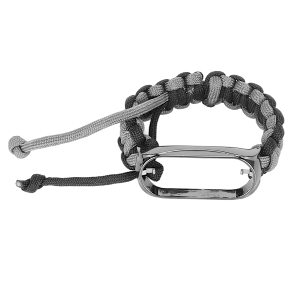 2 i 1 flettet løkkearmbånd til Mi Band 7 Justerbar strækbar nylon åndbar sportsrem med metalramme Sort grå