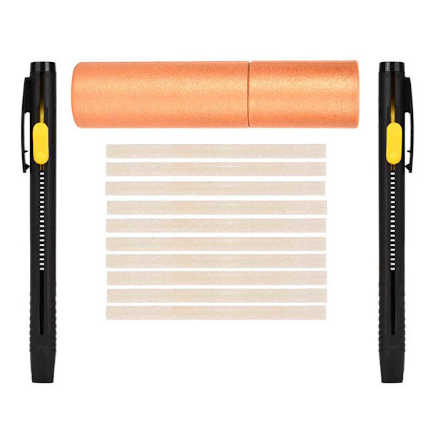 Auto Vanishing Läder Tyg Marker 2st Pennskal 20 Wax Strips Disappe Pens