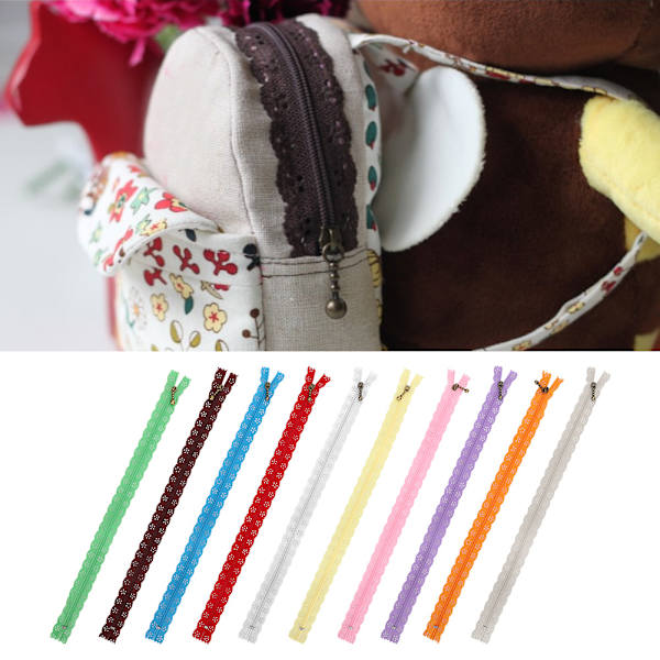 10 st spetsblixtlås blandad stil knopp silke form nr 3 nylon sytillbehör 35 cm