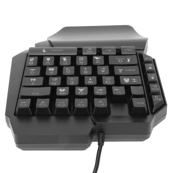 Enhånds gamingtastatur USB Ergonomisk design RGB-bakgrunnsbelyst Plug and Play-halvt tastatur for dataspilling