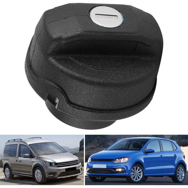 Sort ABS brændstoftankdæksel med nøgle til VW Beetle/Polo/Caddy - 2 nøgler inkluderet