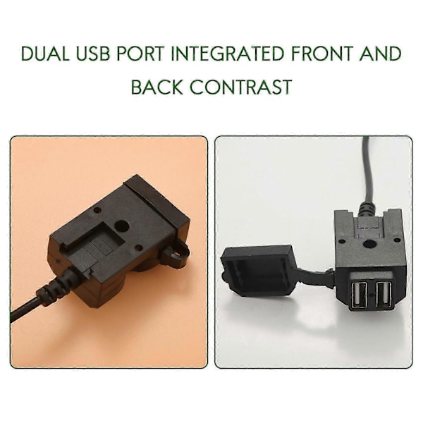 12V Vanntett Motorsykkel Dobbel-USB Lader Strømuttak Adapter