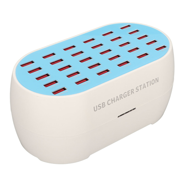 160W 30-porters USB-ladestasjon, flere USB-skrivebordsladere for mobiltelefoner, digitale apparater, 100-240V EU-plugg