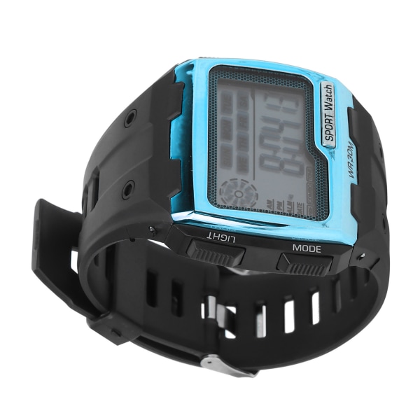 Digital Sports Watch Large Dial Night Light Vattentät Dual Time Outdoor Electronic WatchBlue