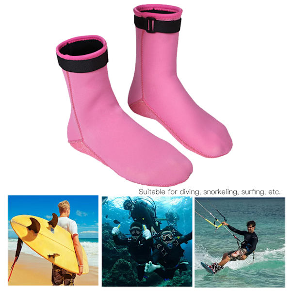 3MM Neopren Dykker Sokker Støvler Strand Snorkling Surfing Vandsko til Mænd KvinderKvinde Pink S(36-38størrelse)