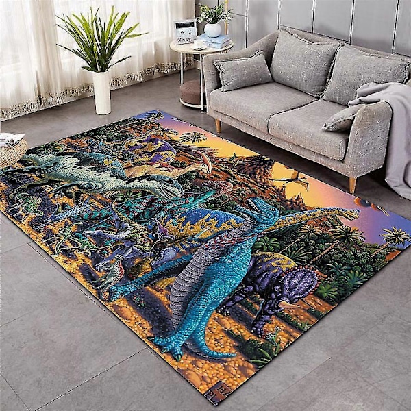 Mattor i nordisk stil 3D Dinosaurie Tryck Tjockare Matta För Vardagsrum Sängsida Sovrum Fjäder Matta Hushålls Flanell Matta/mattor11 90cmx150cm