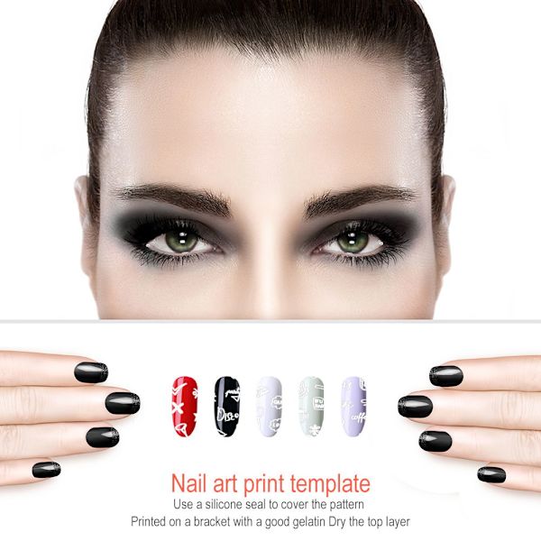 Rustfrit stål rektangulær neglekunst stempelplade DIY manicure trykbilledskabel (#17)