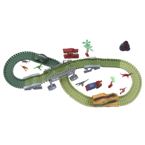 Elektrisk dinosaur racerbane legetøj puslespil DIY samleblokke børne rutsjebane sæt legetøj