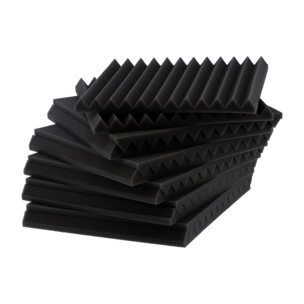 12 stk akustiske skumpaneler Brannsikre lydabsorberende for KTV Recording Studio 30x30x2,5cm Svart