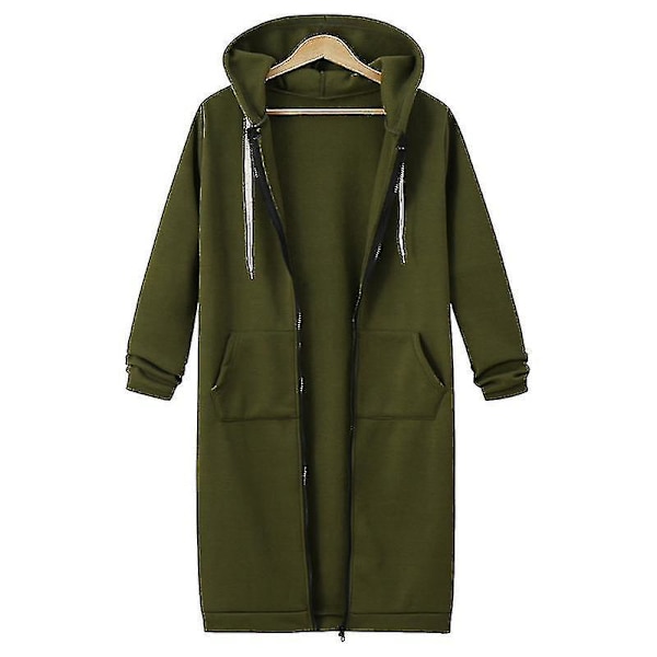 Casual Zip-Up Fleece Hoodies för kvinnor M Grön