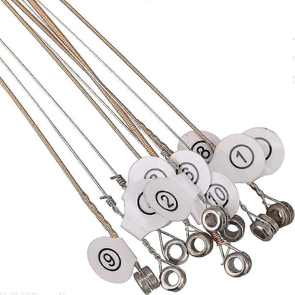 10 stk. stemmeskruer & 10 stk. nitter, med L-formet stemmenøgle, 10 strenge Laiyaqin strenge kompatible med Lyre Harpe S