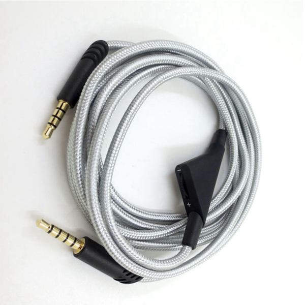 Hodetelefonkabel med volumkontroll Justerbar gaminghodesettkabel med tuningutstyr for Astro A10 A40 A30 6,6 fot sølv