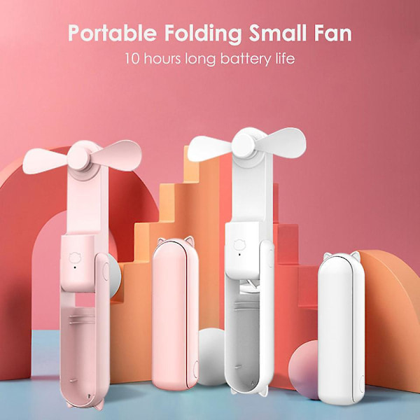 Kannettava 3-in-1 Mini Käsikäyttöinen Tuuletin USB-Lataus Akkutoiminen Taskutuuli USB-Laturilla ja Taskulampulla