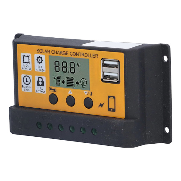 Smart Charge Controller Fotovoltaisk Solpanel Batteri Regulator med LCD Display 12V 24V 20A