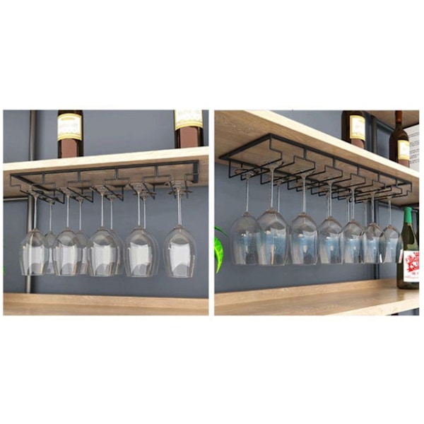 Vinstangsholder Sort 4 Slot Jern Wire Samlet Design Korrosionsbestandig Nem Rengøring Glasopbevaring Hanger til Bar