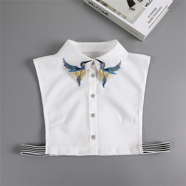 Elegant blommig spets avtagbar falsk krage - broderad halvskjorta för kvinnor och flickor