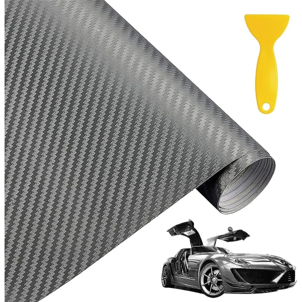 Selvklebende karbonfiberfilm - vanntett vinylbilklistremerke 152 * 30 cm - DIY-dekorasjon for bil, datamaskin, motorsykkel