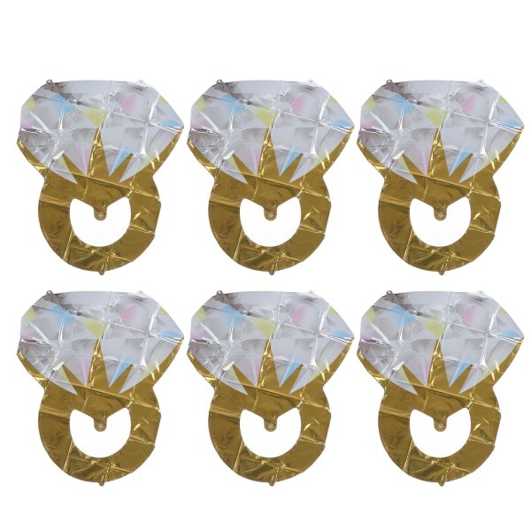 6 st Diamantringballong Aluminiumfolie Sfärisk diamantringballonger Bröllopsdusch Bröllopsförlovning Dekorativa ballonger Guld