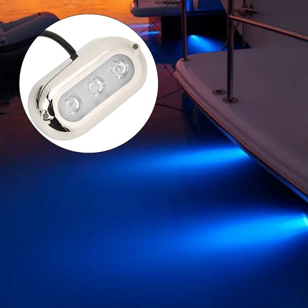 LED Under vann Lys Vanntett Marine Båt Yacht Bunn Hale Lampe Blått Lys