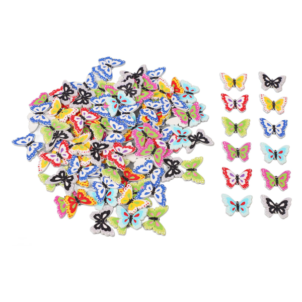 100 stk 1 tommer sommerfugl træknapper blandet tryk dekorative træknapper til syning DIY Craft Type 5 100 stk 1in