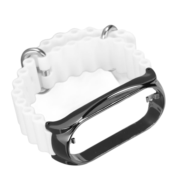 Silikonklokkerem med beskyttende støtfangerveske i rustfritt stål Passer til Mi Band 7 White