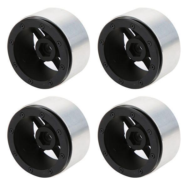 4 st 2,2 tum aluminiumlegering navhjulsuppgraderingsdelar passar för SCX10 III/TRX4/G500 1/10 RC-bil Noir