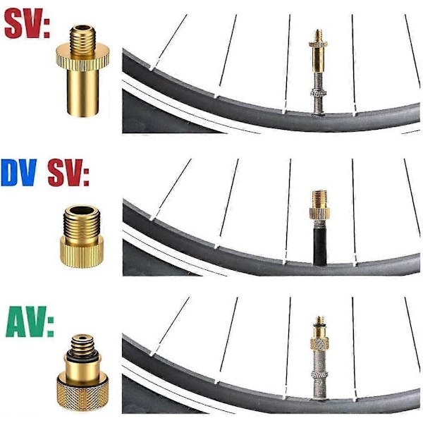 Cykelventiladaptere, 24 stk. Cykeloppustningsadaptersæt, Cykelventil med tætningsring, Let at installere til DV AV SV Cykelpumpekompressorer