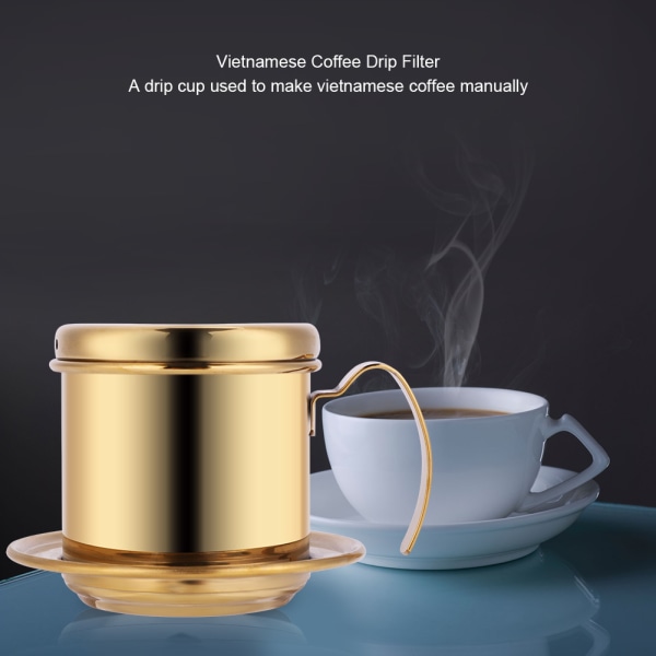 Rustfrit stål kop vietnamesisk kaffedryp Filter Maker Infuser Home Golden