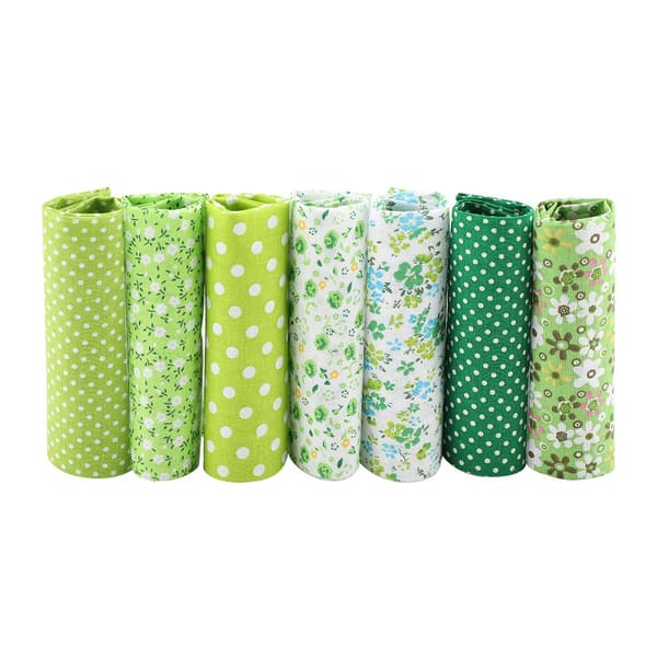 7 st 25*25 cm bomullstyg DIY blandade rutor förskuret bäddset Quarters Bundle (grön)