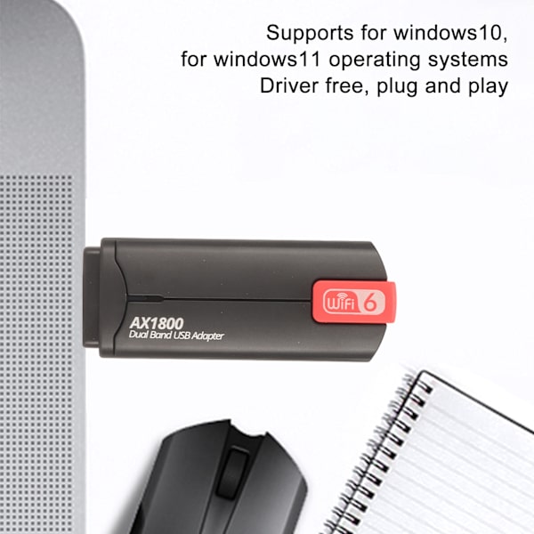 1800 Mbps Dual Band WiFi Adapter med Dual 3dbi Antenner 2.4GHz 5GHz USB3.0 Interface WiFi 6 Adapter til PC Laptops