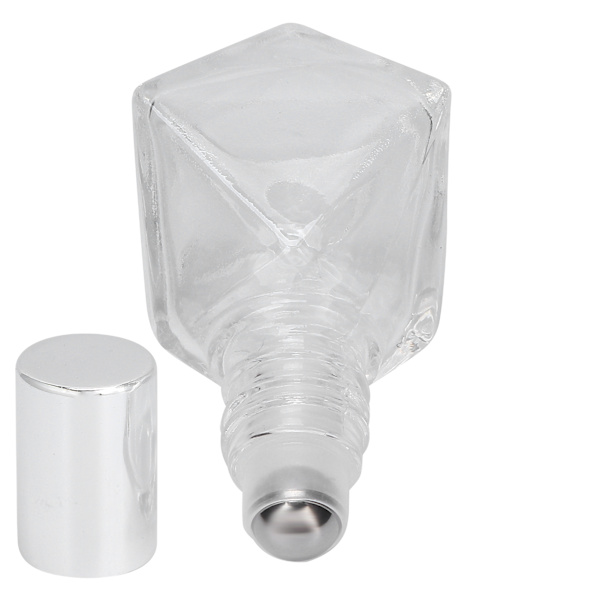 Roll On Påfyllbar Parfymeflaske Tom Glass Aromaterapi Eterisk Olje Rollerflasker 8ml (Sølvdeksel Stålkuler)