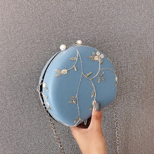 Dame Håndveske Fersken Hjerteformet Knipling Crossbody Skulderveske Clutch, Svart