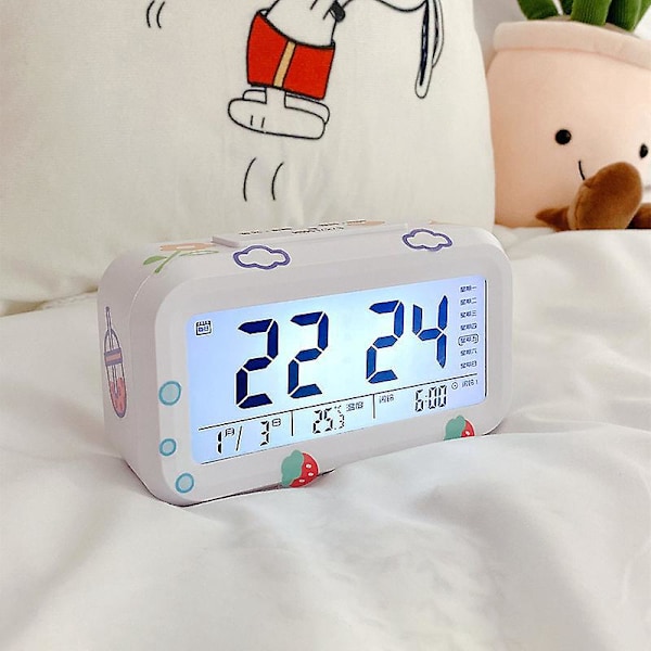 LED Digital Smartklokke med Vekkerklokke, Dato- og Temperaturvisning, 12/24-timersbryter