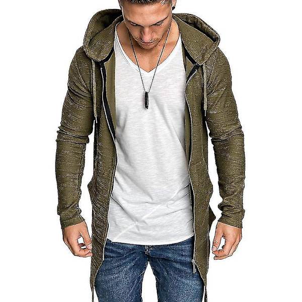 Sporty herre glidelås hettegenser jakke XL Army Green