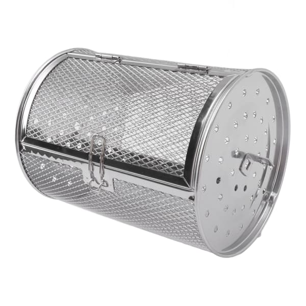 Roterende Grillkurv Rustfrit Stål Grillbur Rund Rustfrit Stål BBQ Grillnet til Jordnødder Tørrede Nødder Grøntsager B