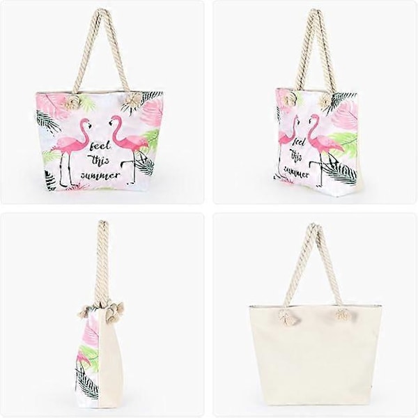 Strandtaske til kvinder, Store ferietasker Sommer Canvas Rejsetaske