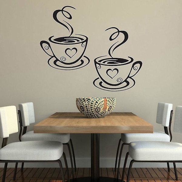 Kaffekoppar väggdekal, Väggsticker, modern väggdekoration för vardagsrum, sovrum, kök, kontor