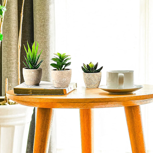 6-delad konstgjord växtset med grå kruka - perfekt för utomhusbröllop, kontorsbord, trädgårdar och presenter till nya hem