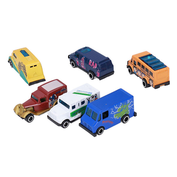 6 st legering bilmodell robust hållbar legering plast olika former levande färger 1:64 skala metallbuss leksaksbilar set