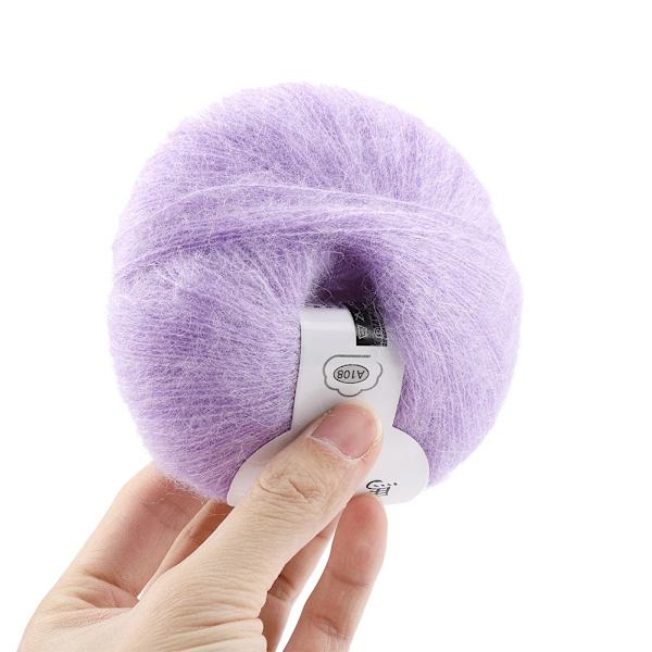 Blødt mohair strikkeuldsgarn DIY sjal tørklæde Hækletrådsartikler (lilla)