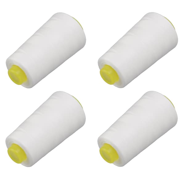 4 st Sergertråd Vit Premium Polyester Robust Slitstark Slitstark Mycket Använd Vit Tråd