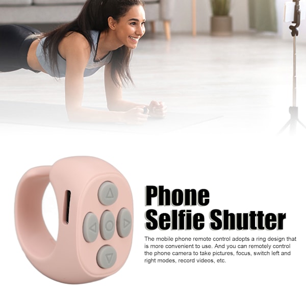 Bluetooth-fjernbetjening Multifunktionsring Design Trådløs telefon Selfie-udløser til Home Pink