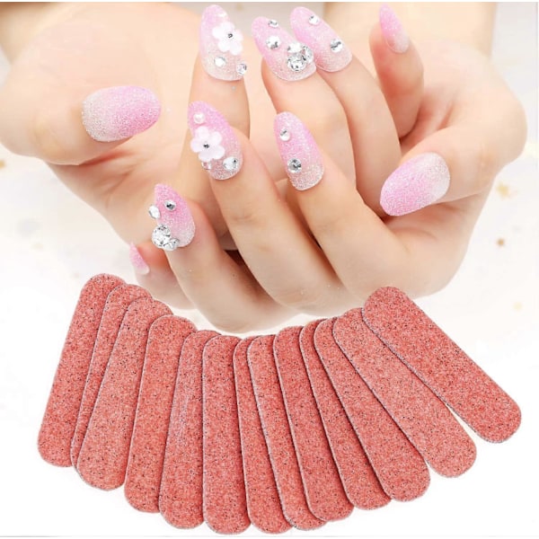 100 st Nagel Fil, Professionella Nagelfilar, Dubbelsidig 180/240 Grit Board5*1.3cm (Rosa)
