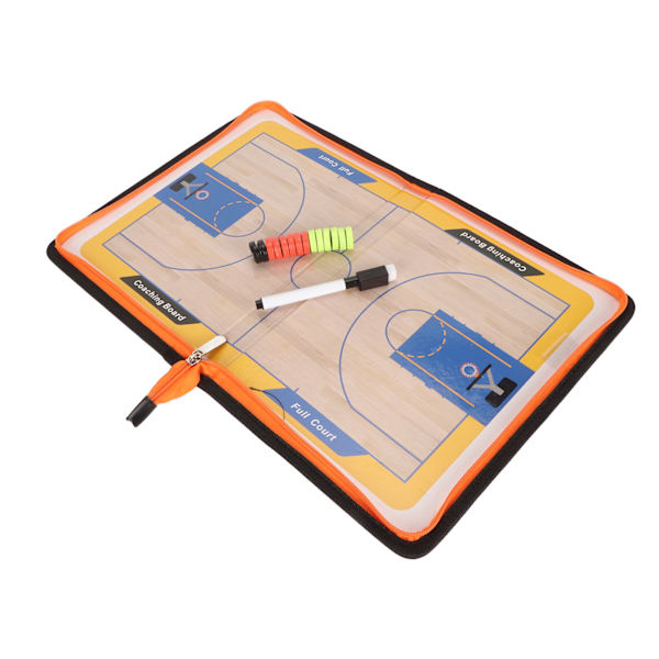 Basketbolltränare Klippbräda med Magneter och Penna Läder Dragkedja Stängd Basketboll Magnetisk Strategitavla