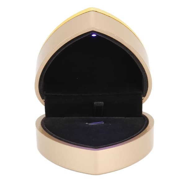 Hjärtformat Halsband Ask Elegant Smyckeskrin Presentförpackning med LED-ljus för Frieri Förlovning Guld