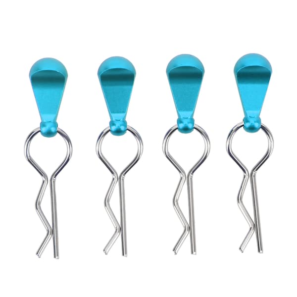 4 stk. RC Karosseri Klips Stift Rustfrit Stål R-Form Universal til 1/8 1/10 Fjernstyret Bil Blå